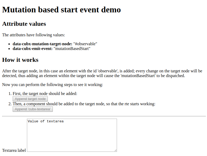 Mutation based startevent demo with dynamically added target node